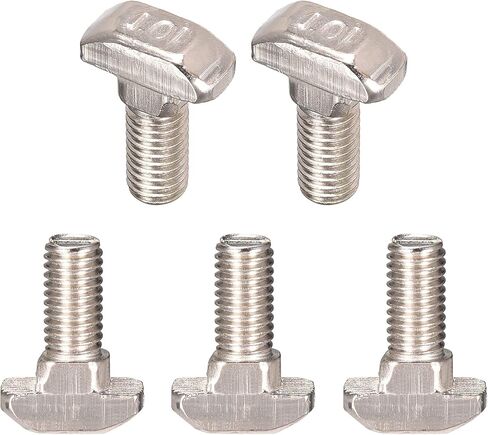 M8x20mm(DxL) T-Slot Drop-in Stud Sliding Bolt Screw - 5Pack - Good for Construction Industry - Carbon Steel Zinc Plated T Track Bolts - Silver Tone in Saudi Arabia