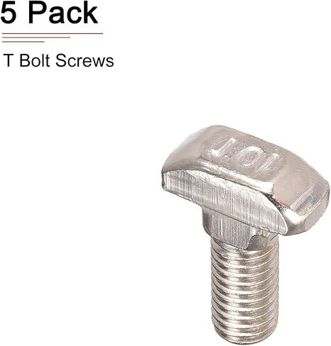 M8x20mm(DxL) T-Slot Drop-in Stud Sliding Bolt Screw - 5Pack - Good for Construction Industry - Carbon Steel Zinc Plated T Track Bolts - Silver Tone in Saudi Arabia