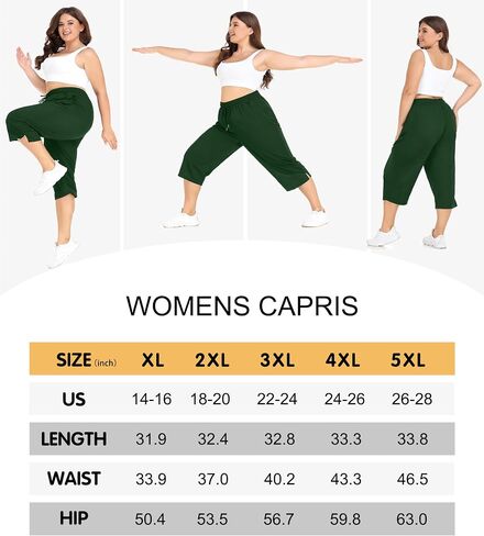 FOREYOND Plus Size Capri Pants for Women Loose Fit Yoga Pants with Pockets Workout Activewear Sweatpants in Saudi Arabia