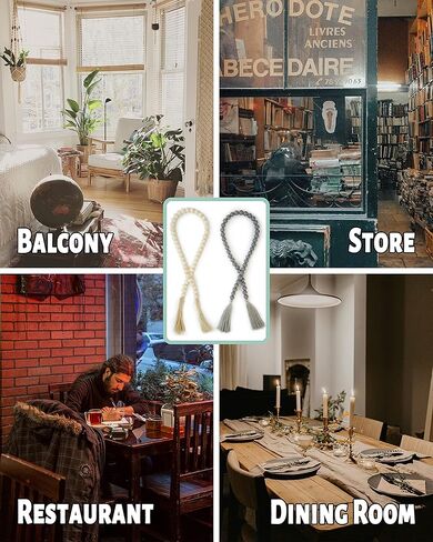 إكليل من الخرز الخشبي مع شرابات، قطعتان من إكليل الخرز الخشبي مقاس 35 بوصة، ديكور المزرعة الحديثة، تصفية ديكور المنزل بوهو in Kuwait