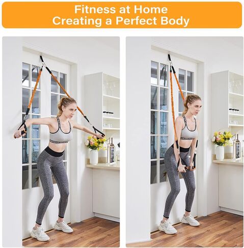 BODY RHYTHM Portable Home Gym Workout Equipment - Includes 150 lbs Resistance Bands, Collapsible Bar, Handles and More - Full Body Workouts System for Women & Men. in Saudi Arabia