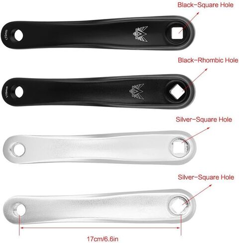 Bike Crank Arm, Bike Crank Shaft Replacement Mountain Bike Aluminum Alloy Left Hand Crank Arm Horizontal Taper (Silver- Hole) Bike Crank Arm Crank Parts For in Saudi Arabia