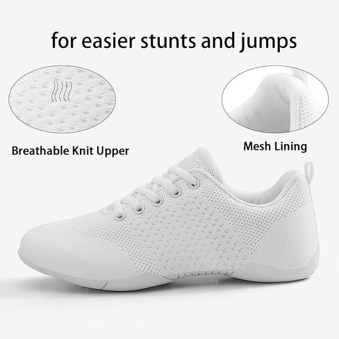 Girls Cheerleading Shoes White Dance Shoes Cheer Shoes Women Breathable Youth Cheer Competition Sneakers Athletic Training Dance Tennis Walking Shoes Little Kid 12- Women 11.5 in Kuwait