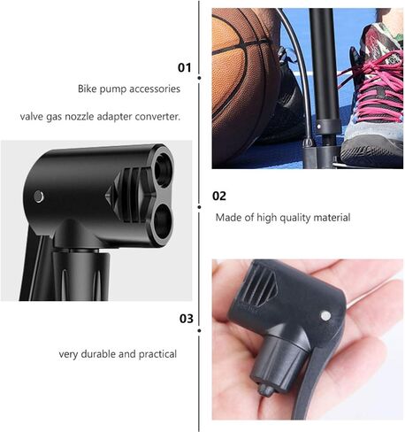 BESPORTBLE 3PCS Replacement Double Pump Head Air Pump Double Pump Head Nozzle Inflator Adapter Valve for Bike Camping (Black) in Saudi Arabia