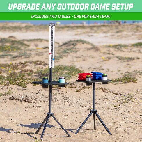 GoSports ScoreCaddy Set of 2 Metal, All Weather Cornhole Scoreboard Tables with Drink Holders - Outdoor Score Keeper Accessory for Yard Games in Saudi Arabia