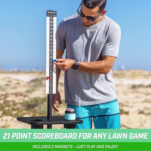 GoSports ScoreCaddy Set of 2 Metal, All Weather Cornhole Scoreboard Tables with Drink Holders - Outdoor Score Keeper Accessory for Yard Games in Saudi Arabia