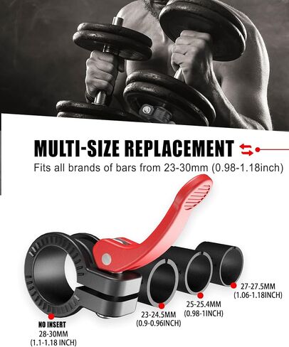 MINI Barbell Clips 1 inch I Multi-Size Adjustable Barbell Collar I 1 inch Barbell ClampsIQuick Release Weight Clips Pair of Locking for Dumbbell Bar (Black+Red) in Saudi Arabia