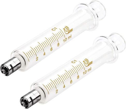 2Pack 10ml/cc Glass Syringes With Metal Head and Caps for Industry or Labtoratory in Saudi Arabia