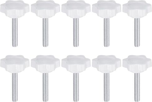 HARFINGTON 10pcs Star Knobs M5 x 35mm Male Thread 25mm Plastic 6-Point Head Stud Knob Hand Tightening Clamping Screw Replacement Threaded Handle, White in Saudi Arabia
