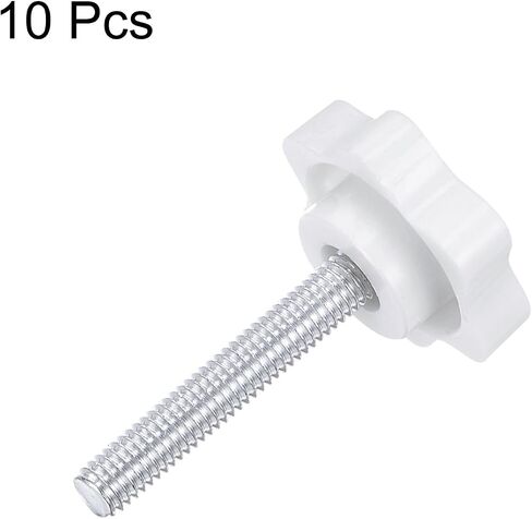 HARFINGTON 10pcs Star Knobs M5 x 35mm Male Thread 25mm Plastic 6-Point Head Stud Knob Hand Tightening Clamping Screw Replacement Threaded Handle, White in Saudi Arabia