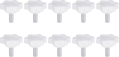 HARFINGTON 10pcs Star Knobs M5 x 35mm Male Thread 25mm Plastic 6-Point Head Stud Knob Hand Tightening Clamping Screw Replacement Threaded Handle, White in Saudi Arabia