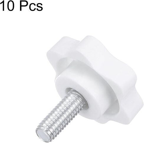 HARFINGTON 10pcs Star Knobs M5 x 35mm Male Thread 25mm Plastic 6-Point Head Stud Knob Hand Tightening Clamping Screw Replacement Threaded Handle, White in Saudi Arabia