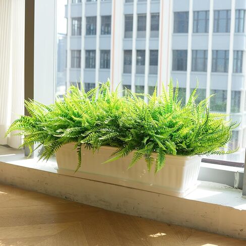 24 Pcs Artificial Boston Ferns Fake Plants for Outdoors, Faux Plants Indoor Greenery Stems and Leaves Shrub Branches, UV Resistant Plastic Fake Fern Plant Bulk for Porch Hanging Planter Window Decor in Saudi Arabia
