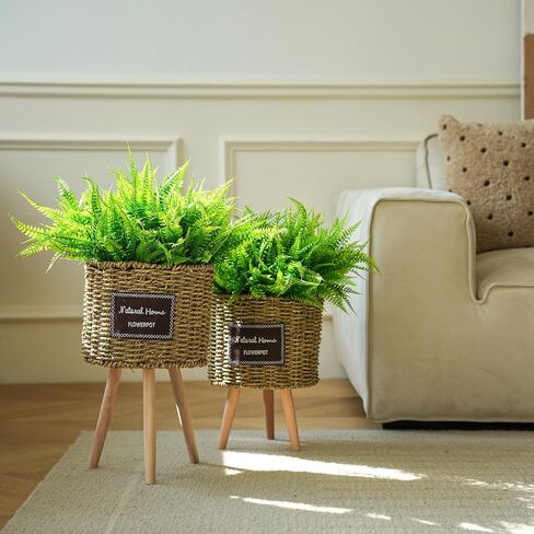 24 Pcs Artificial Boston Ferns Fake Plants for Outdoors, Faux Plants Indoor Greenery Stems and Leaves Shrub Branches, UV Resistant Plastic Fake Fern Plant Bulk for Porch Hanging Planter Window Decor in Saudi Arabia