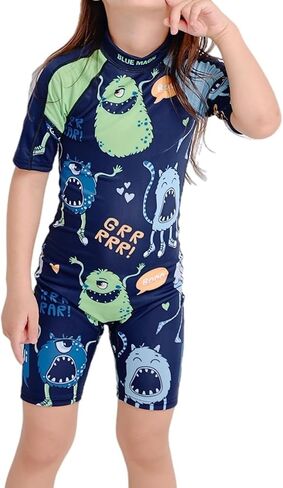 BLUE MAGIC Girls One Piece Swimsuit Short Sleeve Rashguard Swimwear Bathing Suit in Saudi Arabia
