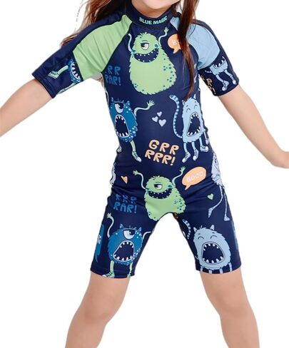BLUE MAGIC Girls One Piece Swimsuit Short Sleeve Rashguard Swimwear Bathing Suit in Saudi Arabia