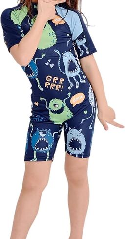 BLUE MAGIC Girls One Piece Swimsuit Short Sleeve Rashguard Swimwear Bathing Suit in Saudi Arabia