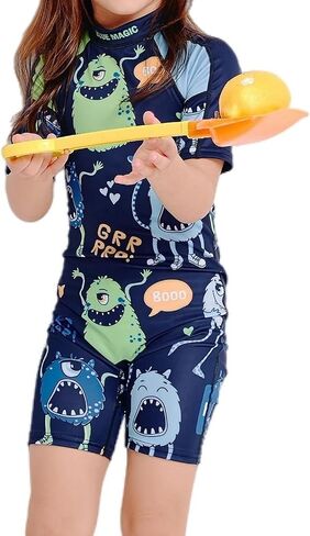 BLUE MAGIC Girls One Piece Swimsuit Short Sleeve Rashguard Swimwear Bathing Suit in Saudi Arabia