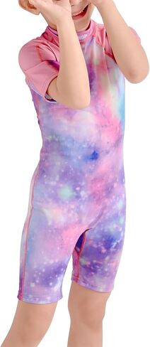 BLUE MAGIC Girls One Piece Swimsuit Short Sleeve Rashguard Swimwear Bathing Suit in Saudi Arabia
