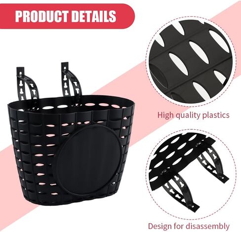 Kids Bike Basket, Cute Bicycle Front Handlebar Basket with Bell Windmill, Adjustable Small Scooter Arts and Crafts Bike Decoration, Bike Accessories for Boys Girls Kids(Black) in Saudi Arabia