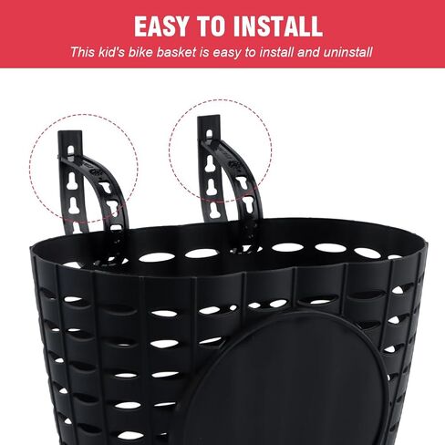 Kids Bike Basket, Cute Bicycle Front Handlebar Basket with Bell Windmill, Adjustable Small Scooter Arts and Crafts Bike Decoration, Bike Accessories for Boys Girls Kids(Black) in Saudi Arabia