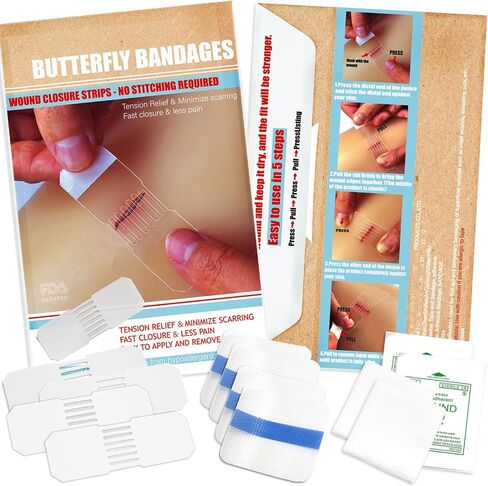 Emergency Wound Closure Strips - HSA/FSA Eligible - Dotodo 2PCS Laceration Closure Kit - Elastic Skin Closure Device | Repair Wounds Without Stitches | Stretchable & Shrinks Back to Close The Cut in Saudi Arabia