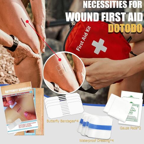 Emergency Wound Closure Strips - HSA/FSA Eligible - Dotodo 2PCS Laceration Closure Kit - Elastic Skin Closure Device | Repair Wounds Without Stitches | Stretchable & Shrinks Back to Close The Cut in Saudi Arabia