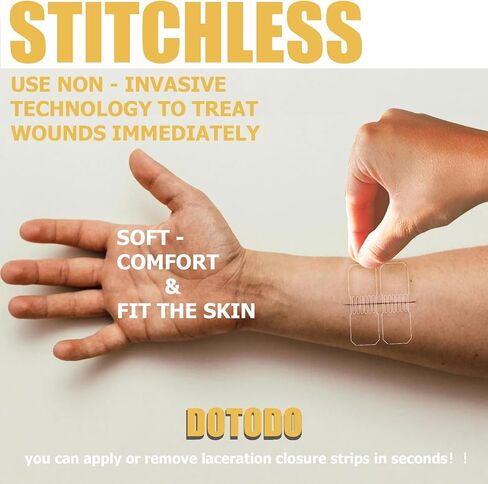 Emergency Wound Closure Strips - HSA/FSA Eligible - Dotodo 2PCS Laceration Closure Kit - Elastic Skin Closure Device | Repair Wounds Without Stitches | Stretchable & Shrinks Back to Close The Cut in Saudi Arabia