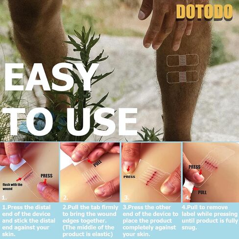 Emergency Wound Closure Strips - HSA/FSA Eligible - Dotodo 2PCS Laceration Closure Kit - Elastic Skin Closure Device | Repair Wounds Without Stitches | Stretchable & Shrinks Back to Close The Cut in Saudi Arabia