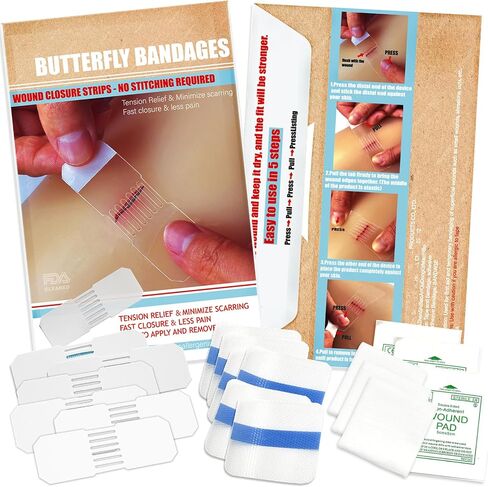 Emergency Wound Closure Strips - HSA/FSA Eligible - Dotodo 2PCS Laceration Closure Kit - Elastic Skin Closure Device | Repair Wounds Without Stitches | Stretchable & Shrinks Back to Close The Cut in Saudi Arabia