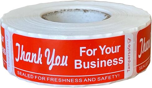 Tamper Sealed - Thank You for Your Business (1"x 3" inch, 500PCS) Safety Food Delivery Paper Sticker for Food Containers (Red Roll) in Saudi Arabia