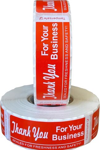 Tamper Sealed - Thank You for Your Business (1"x 3" inch, 500PCS) Safety Food Delivery Paper Sticker for Food Containers (Red Roll) in Saudi Arabia
