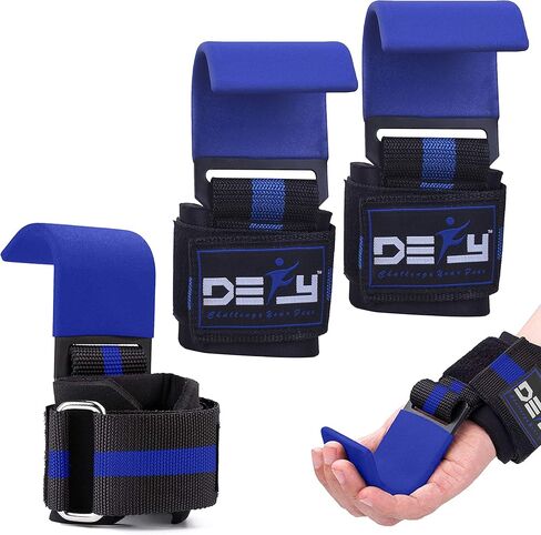 DEFY Challenge Your Fear Weight Lifting Hooks Heavy Duty Lifting Wrist Straps for Pull-ups Thick Padded Neoprene, Double Stitching, Non-Slip Resistant Coating in Kuwait