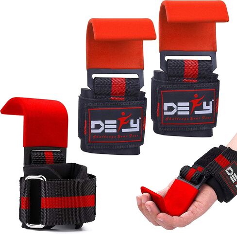DEFY Challenge Your Fear Weight Lifting Hooks Heavy Duty Lifting Wrist Straps for Pull-ups Thick Padded Neoprene, Double Stitching, Non-Slip Resistant Coating in Kuwait