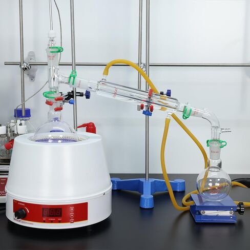 stonylab Glass Distillation Apparatus, Simple Distillation Kit with 24/40 Joint and 500 ml Reaction Flask for Normal Pressure/Low Vacuum Distillation Lab Glassware Kit in Saudi Arabia