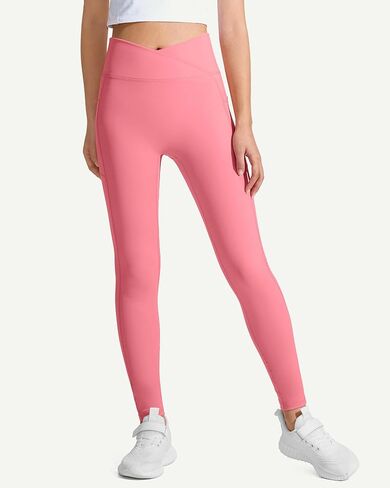 Girls Athletic Leggings Cross High Waist Leggings for Teen Girls Yoga Dance Gym Pants with Pocket in Kuwait