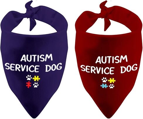 2 Pack Autism Service Dog Dog Bandanas Dog Bandana Autism Gift Rescue Dog Bandanas (Autism Service Dog 2 Pack) in Saudi Arabia