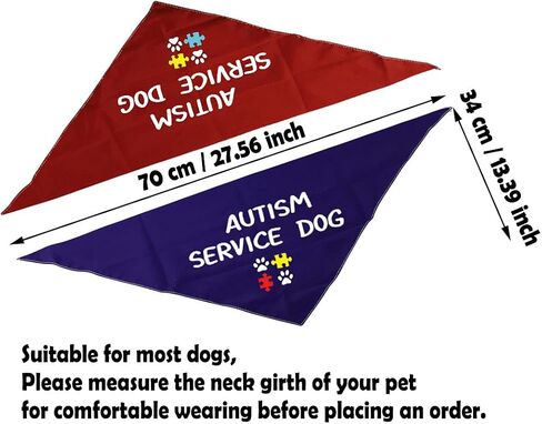 2 Pack Autism Service Dog Dog Bandanas Dog Bandana Autism Gift Rescue Dog Bandanas (Autism Service Dog 2 Pack) in Saudi Arabia