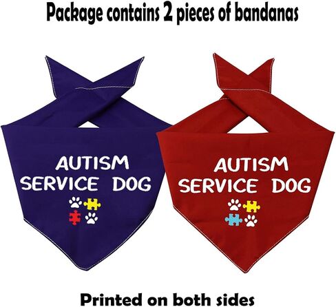 2 Pack Autism Service Dog Dog Bandanas Dog Bandana Autism Gift Rescue Dog Bandanas (Autism Service Dog 2 Pack) in Saudi Arabia