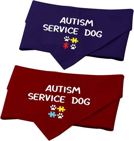 2 Pack Autism Service Dog Dog Bandanas Dog Bandana Autism Gift Rescue Dog Bandanas (Autism Service Dog 2 Pack) in Saudi Arabia