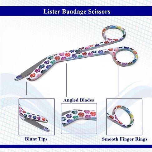 مقص ضمادة Lister مقاس 5.5 بوصة، أدوات جراحية مصنوعة من الفولاذ المقاوم للصدأ عالي الجودة مثالي لأطباء الطوارئ وطلاب الطب والمسعفين الطبيين والأطباء والأطباء البيطريين والممرضات، ويأتي مع نمط الكفوف، أبيض in Kuwait