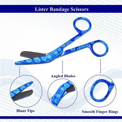 مقص ضمادة Lister مقاس 5.5 بوصة، أدوات جراحية مصنوعة من الفولاذ المقاوم للصدأ عالي الجودة مثالي لأطباء الطوارئ وطلاب الطب والمسعفين الطبيين والأطباء والأطباء البيطريين والممرضات، ويأتي مع نمط الكفوف، أبيض in Kuwait