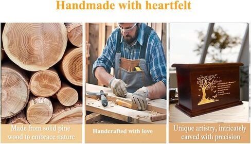 Wooden Urns Ashes Cremation Urns for Human Ashes Adult Male Female Handmade Urns Box and Casket for Ashes Men Women Pets Urn Burial Funeral Memorial Urns Holds Up to 260 LBS in Saudi Arabia