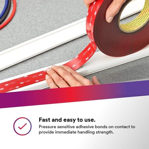 3M VHB Tape 5952 Double-Sided Acrylic Foam Tape - Heavy Duty, Industrial Mounting Tape - 1/2 inch width x 36 yards length, 45 mil thick, 4 rolls/case - Black in Saudi Arabia