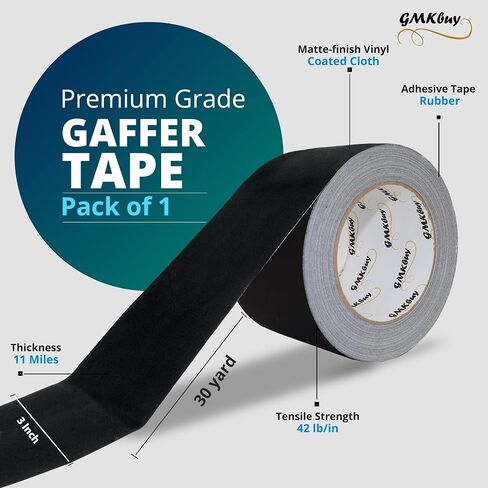 3 in x 30 Yd White Gaffers Tape – Heavy Duty, Non-Reflective, Easy to Tear, Waterproof Matte Gaffer Stage Tape – Gaff Cloth Tape for Photography, Filming Backdrop & Production in Saudi Arabia