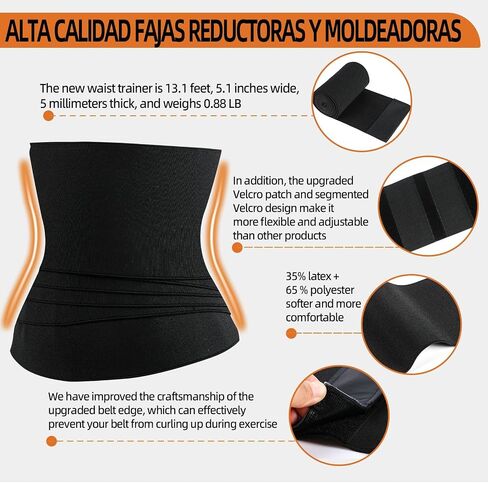 Upgrade Sweat Bands for Stomach Made of Natural Latex, Anti-curl Waist Trainers for Women Belly Fat. Waist Trainer for Men Women Sports, Postpartum Recovery Black in Saudi Arabia