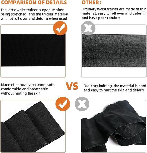 Upgrade Sweat Bands for Stomach Made of Natural Latex, Anti-curl Waist Trainers for Women Belly Fat. Waist Trainer for Men Women Sports, Postpartum Recovery Black in Saudi Arabia