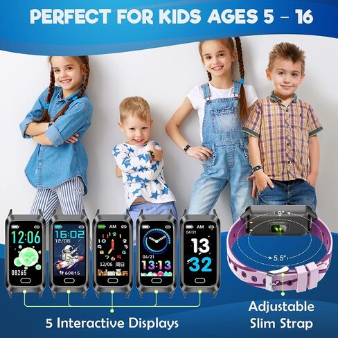 Inspiratek Kids Fitness Tracker for Kids Age 5-16 (5 Colors)，Waterproof Kids Fitness Watch，Kids Pedometer Watch，Watch for Kids，Step/Activity Tracker for Kids，Easy to Use Kids Tracker Watch (Purple) in Saudi Arabia