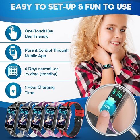 Inspiratek Kids Fitness Tracker for Kids Age 5-16 (5 Colors)，Waterproof Kids Fitness Watch，Kids Pedometer Watch，Watch for Kids，Step/Activity Tracker for Kids，Easy to Use Kids Tracker Watch (Purple) in Saudi Arabia