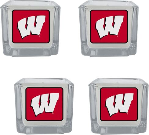 شموع معطرة من Siskiyou Sports NCAA Wisconsin Badgers، 4 قطع مقاس واحد، ألوان الفريق in Saudi Arabia